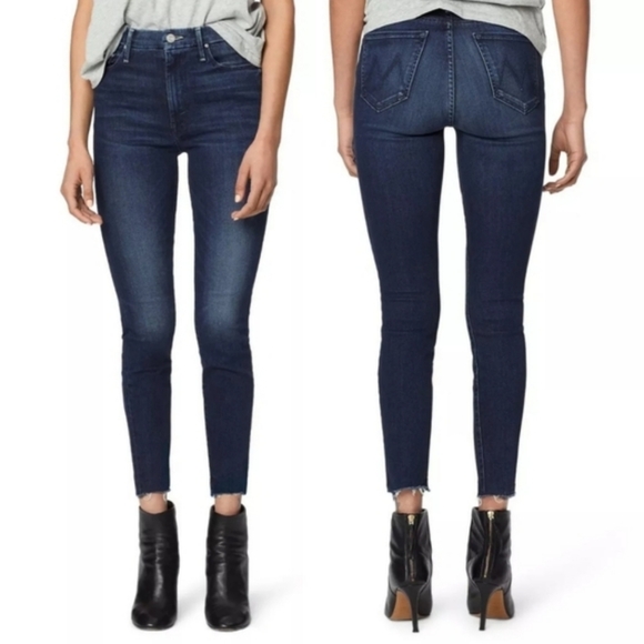 Mother Denim High Waist Looker Ankle Fray Jeans 💙 Size 24 - Picture 1 of 9